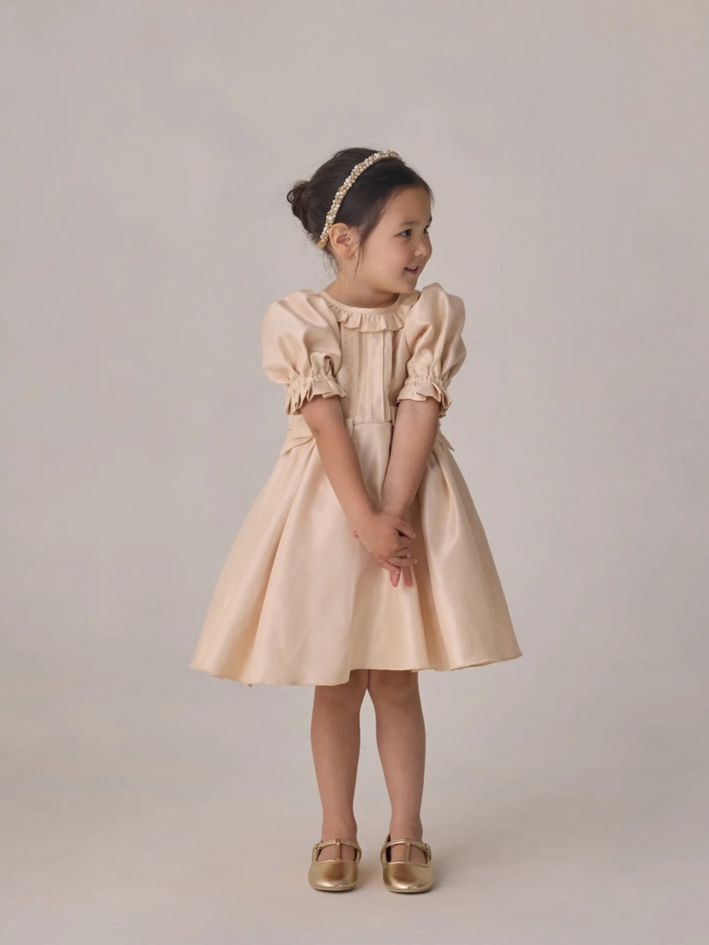 Ryle + Cru Evelyn Dress Pearl occasion dress champagne